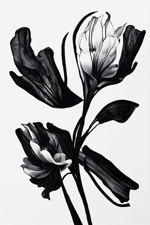 Treechild Plakát, Obraz - Black Flower, Treechild, 26.7 × 40 cm