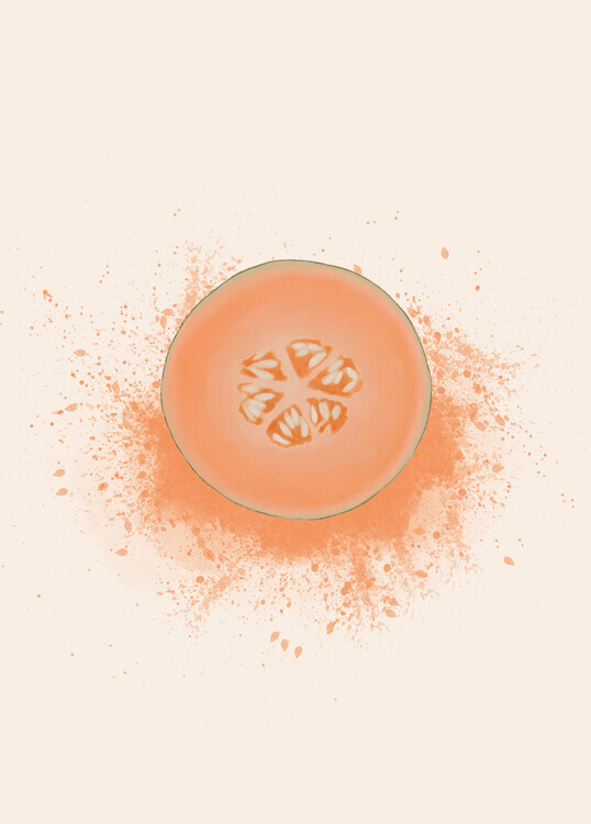 Aminah Eleonora Plakát, Obraz - Cantaloupe Splash, Aminah Eleonora, 30 × 40 cm