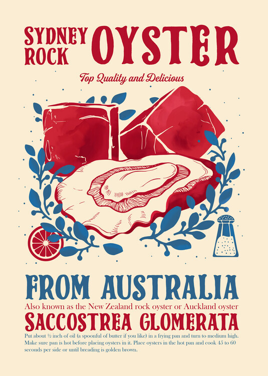 Dionisis Gemos Plakát, Obraz - Oyster kitchen decor, Dionisis Gemos, 30 × 40 cm