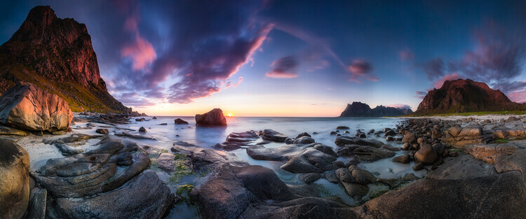 Dr. Nicholas Roemmelt Plakát, Obraz - Utakleiv sunset, Dr. Nicholas Roemmelt, 50 × 20.8 cm
