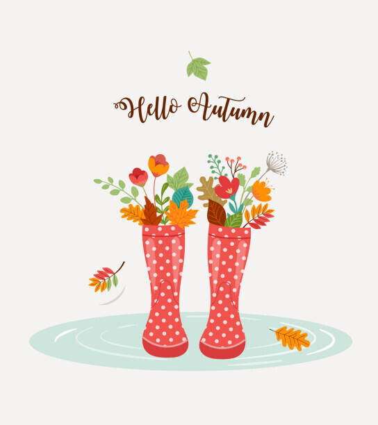 ma_rish Plakát, Obraz - Autumn, fall season background, rain rubber boots with autumn leaves and flowers, scarf and umbrella, ma_rish, 35.6 × 40 cm