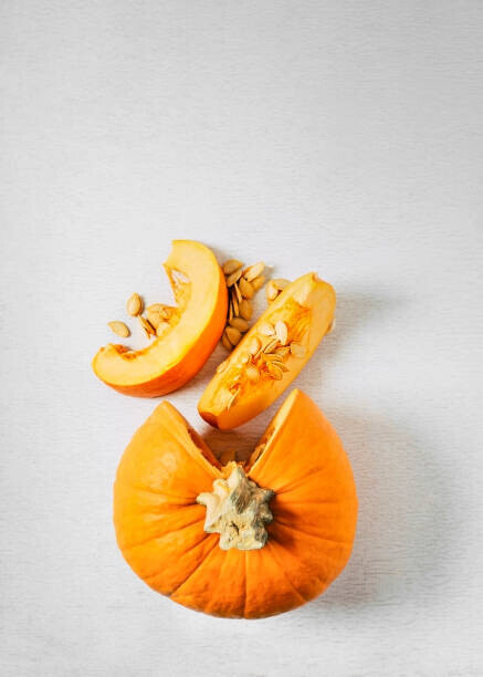 Claudia Totir Plakát, Obraz - Sliced pumpkin on white background, Claudia Totir, 30 × 40 cm