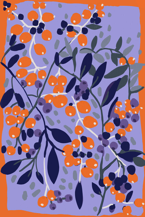 Treechild Plakát, Obraz - Blue And Orange Berries, Treechild, 26.7 × 40 cm