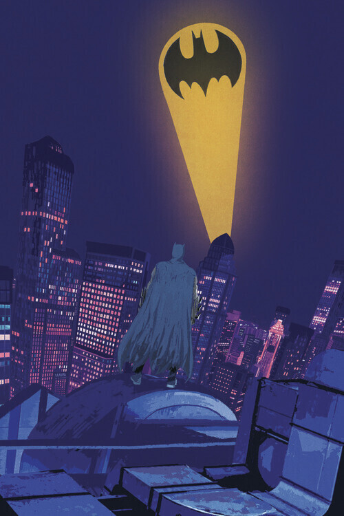 Europosters Plakát, Obraz - Batman - Night Sky Logo, 26.7 × 40 cm