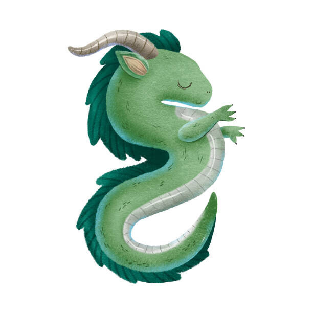 Ilona Myronenko Plakát, Obraz - Bright green dragons with horn and, Ilona Myronenko, 40 × 40 cm