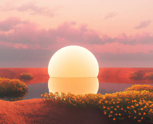 juanma hache Plakát, Obraz - 3d render Surreal landscape with light, juanma hache, 40 × 30 cm