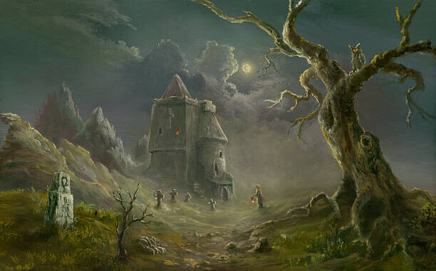Pobytov Plakát, Obraz - Spooky church, Pobytov, 40 × 26.7 cm