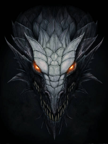 Refluo Plakát, Obraz - Dark dragon in stone background, Refluo, 30 × 40 cm