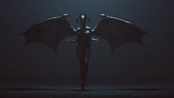 Paul Campbell Plakát, Obraz - Sexy Winged Devil Woman in a foggy void, Paul Campbell, 40 × 22.2 cm