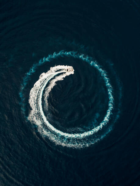 Abstract Aerial Art Plakát, Obraz - Aerial view of a motorboat circling, Abstract Aerial Art, 30 × 40 cm