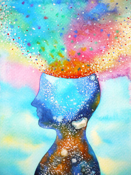 Benjavisa Plakát, Obraz - human head, chakra power, inspiration abstract, Benjavisa, 30 × 40 cm