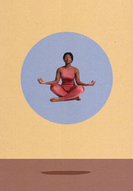 We Are Plakát, Obraz - woman meditating sitting crosslegged, We Are, 26.7 × 40 cm