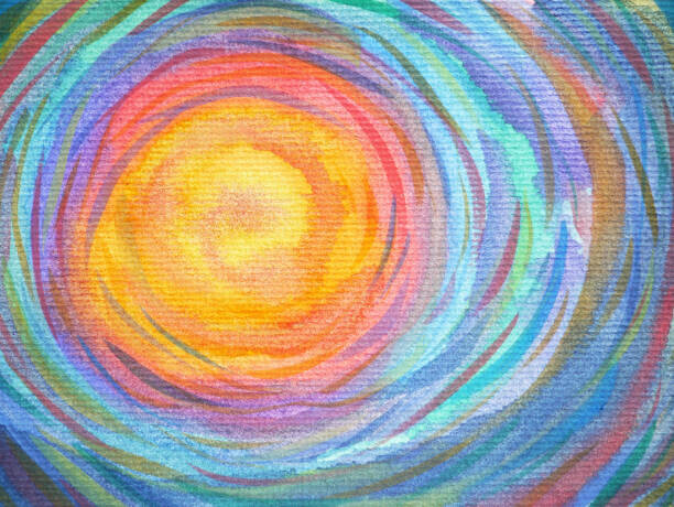 Benjavisa Plakát, Obraz - colorful spiral sun power background watercolor, Benjavisa, 40 × 30 cm