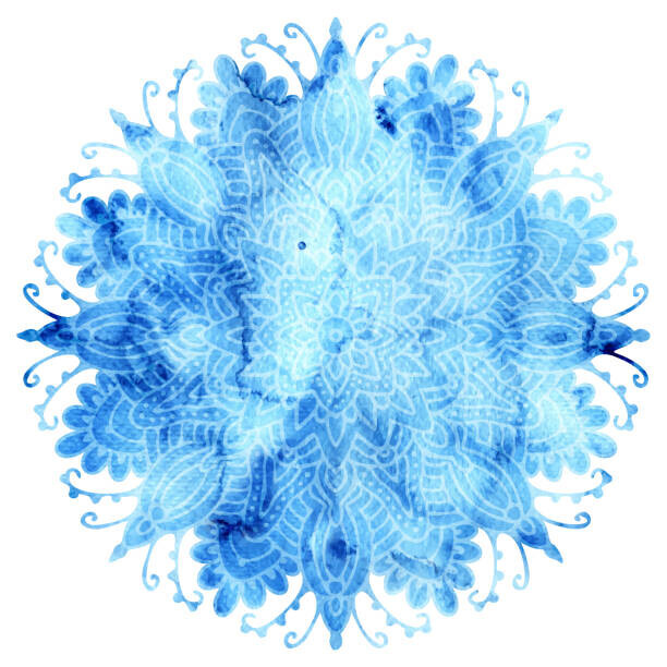flovie Plakát, Obraz - Mandala white and blue watercolor pattern., flovie, 40 × 40 cm