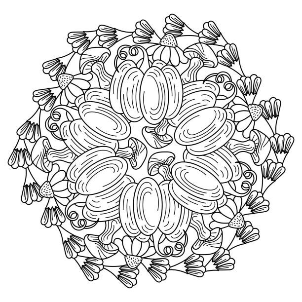 Aksenova Nadezhda Plakát, Obraz - Autumn harvest Beer Fest. Mandala coloring book, Aksenova Nadezhda, 40 × 40 cm