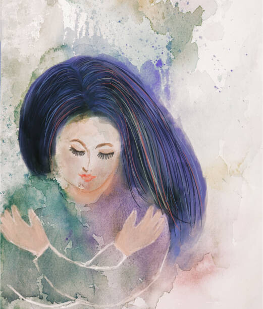 stellalevi Plakát, Obraz - Self Hug - woman embracing herself, stellalevi, 34 × 40 cm