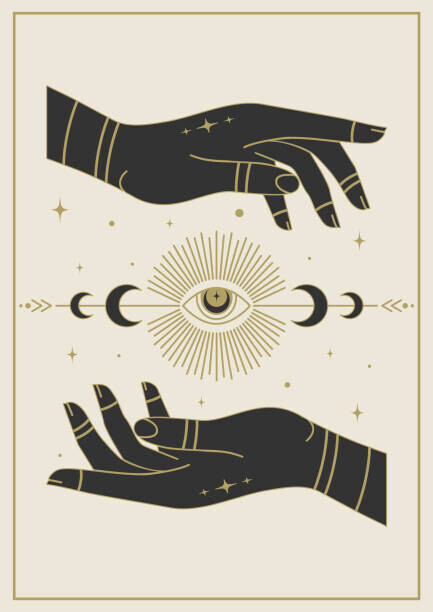 Natalya Nepran Plakát, Obraz - Witchcraft hands holding eye tarot postcard, Natalya Nepran, 30 × 40 cm