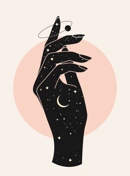dickcraft Plakát, Obraz - Beautiful mystic woman hand silhouette with, dickcraft, 30 × 40 cm
