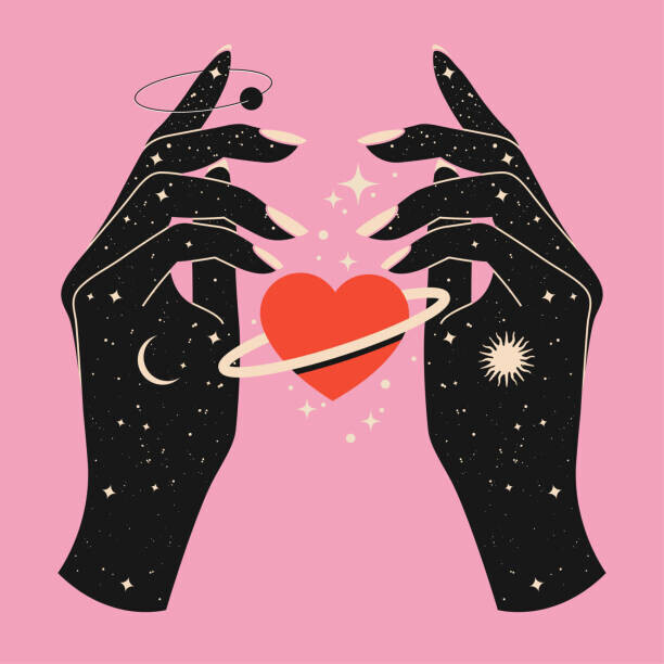dickcraft Plakát, Obraz - Mystical celestial woman hands with starry, dickcraft, 40 × 40 cm
