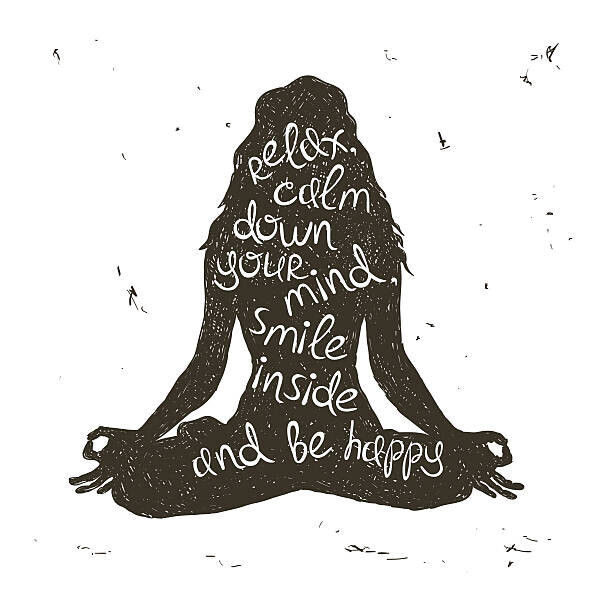Annykos Plakát, Obraz - Woman silhouette sitting in lotus pose of yoga., Annykos, 40 × 40 cm