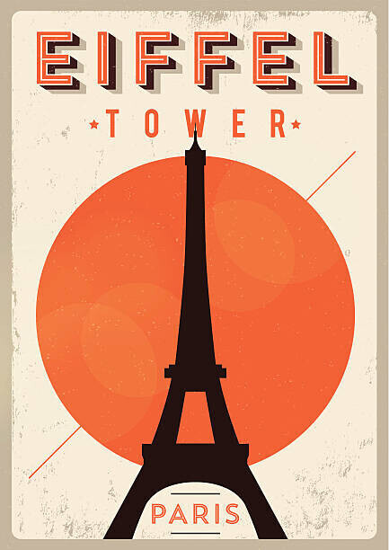 kursatunsal Plakát, Obraz - Vintage Eiffel Tower Poster, kursatunsal, 30 × 40 cm