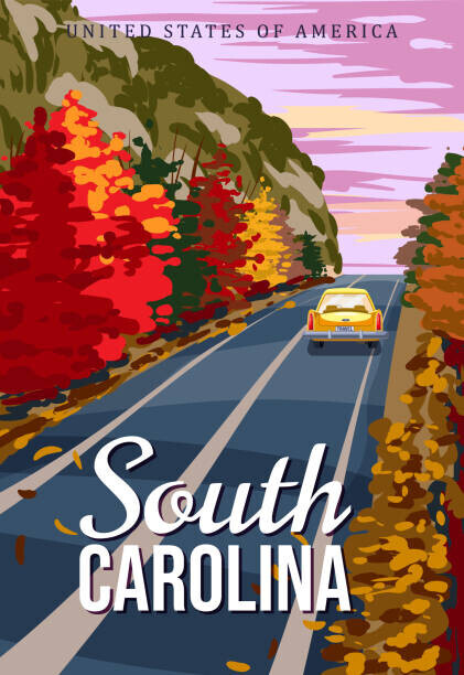 VectorUp Plakát, Obraz - South Carolina travel vintage poster, autumn, VectorUp, 26.7 × 40 cm