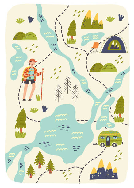 Anna Drozdova Plakát, Obraz - Map creator forest hiking camping, Anna Drozdova, 30 × 40 cm