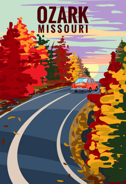 VectorUp Plakát, Obraz - Ozark Missouri travel vintage poster, autumn, VectorUp, 26.7 × 40 cm