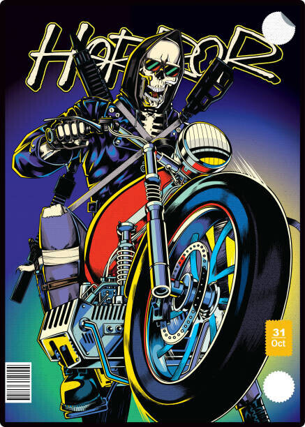 Man_Half-tube Plakát, Obraz - Motorcycle biker poster, Man_Half-tube, 30 × 40 cm