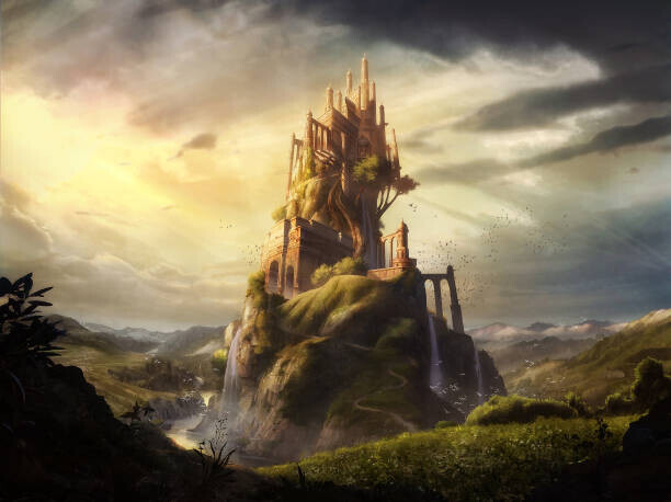 Camille Kuo Plakát, Obraz - digital illustrated of dreamy castle palace, Camille Kuo, 40 × 30 cm