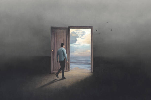 francescoch Plakát, Obraz - Illustration of open dreams door, surreal, francescoch, 40 × 26.7 cm