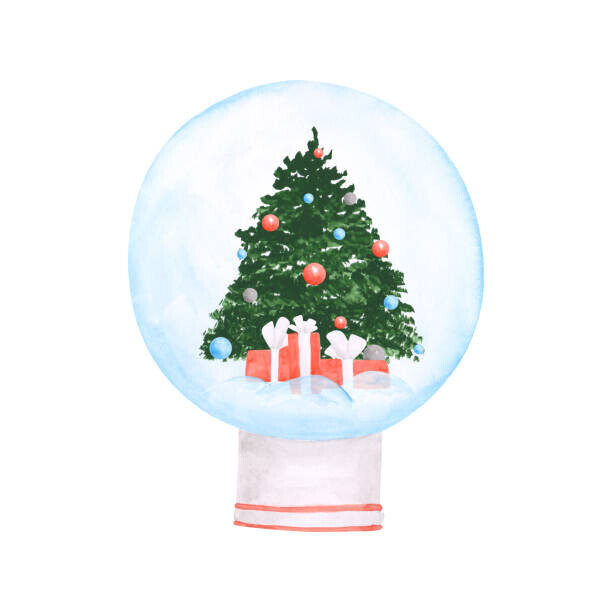 Nadja Golubitskaya Plakát, Obraz - Snow globe isolated on a white, Nadja Golubitskaya, 40 × 40 cm