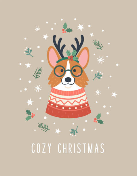 Nadzeya_Dzivakova Plakát, Obraz - Cozy Christmas greeting card., Nadzeya_Dzivakova, 30 × 40 cm