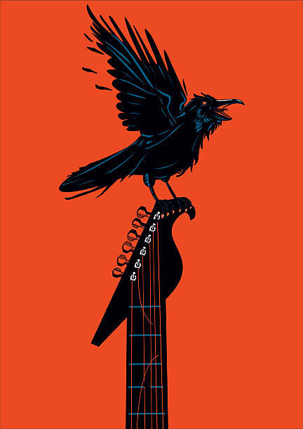 ne2pi Plakát, Obraz - Raven with a guitar, ne2pi, 30 × 40 cm