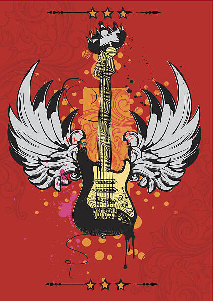 Alex_Bond Plakát, Obraz - Winged guitar poster, Alex_Bond, 30 × 40 cm