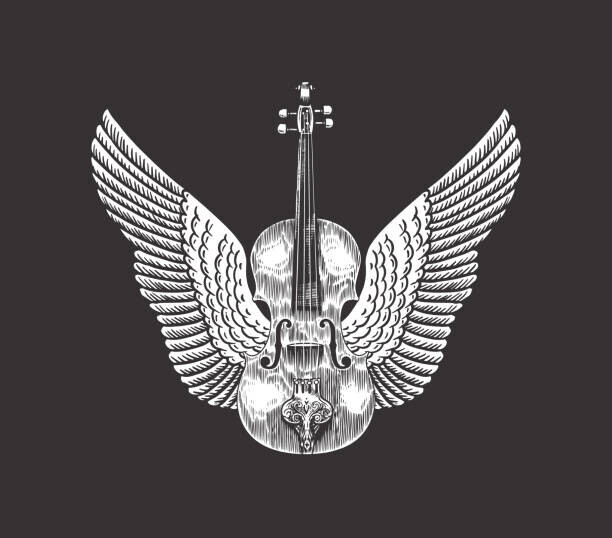 ArtBalitskiy Plakát, Obraz - Violin with wings. Hand Drawn grunge, ArtBalitskiy, 40 × 35.2 cm