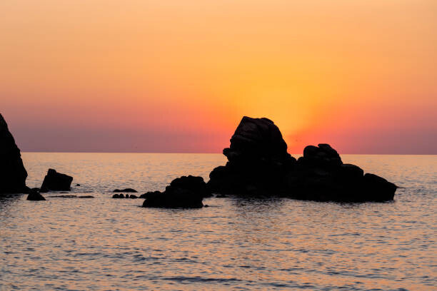 photo-lime Plakát, Obraz - Beautiful view of orange sunset seascape, photo-lime, 40 × 26.7 cm