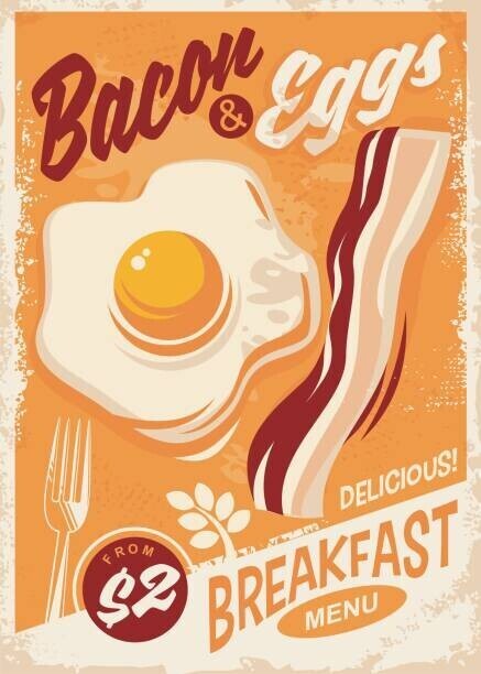 lukeruk Plakát, Obraz - Bacon and Eggs breakfast menu, lukeruk, 30 × 40 cm