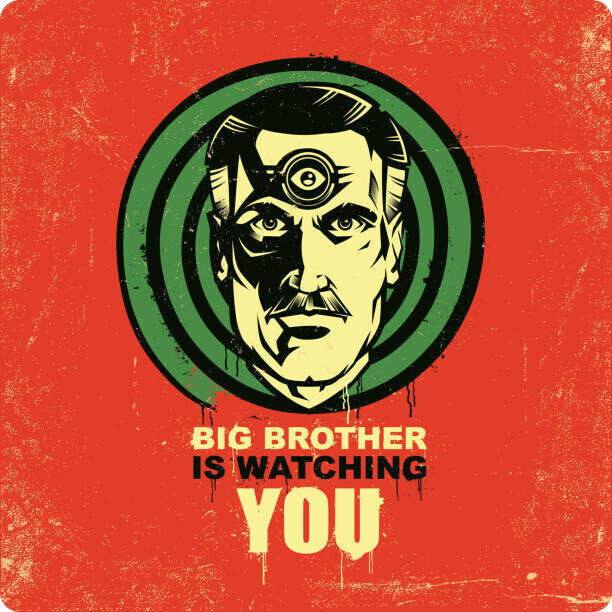 Man_Half-tube Plakát, Obraz - Big Brother is watching you illustration, Man_Half-tube, 40 × 40 cm