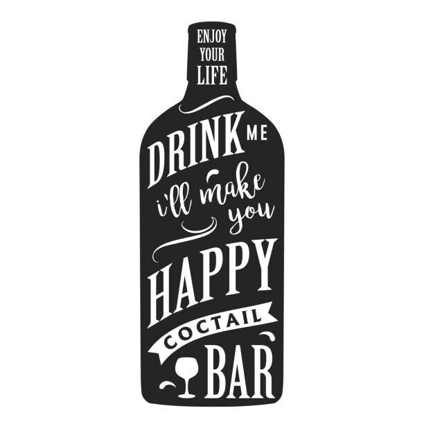IMOGI Plakát, Obraz - Alcohol bottle silhouette label monochrome, IMOGI, 40 × 40 cm