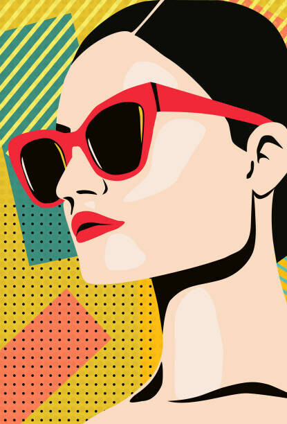 LucidSurf Plakát, Obraz - Pop art portrait of woman wearing sunglasses, LucidSurf, 26.7 × 40 cm