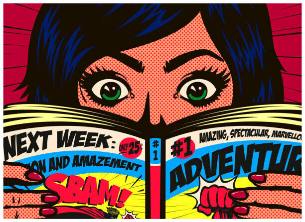 drante Plakát, Obraz - Pop art comics style excited girl, drante, 40 × 30 cm