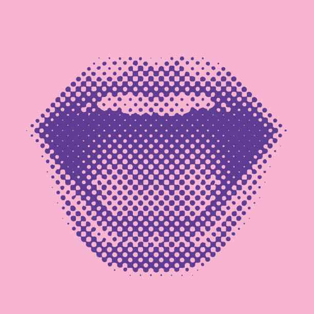 GeorgePeters Plakát, Obraz - Half tone pattern of woman's lips, GeorgePeters, 40 × 40 cm