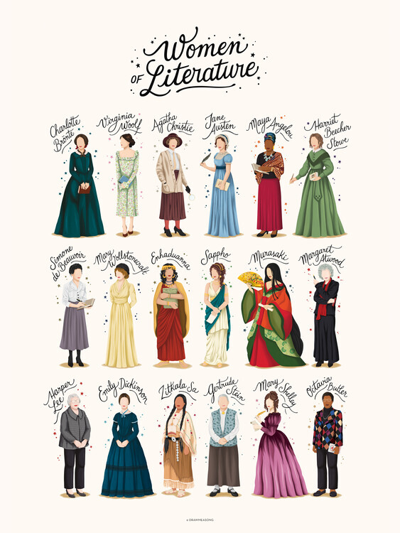 Nour Tohme Plakát, Obraz - Women of Literature, Nour Tohme, 30 × 40 cm