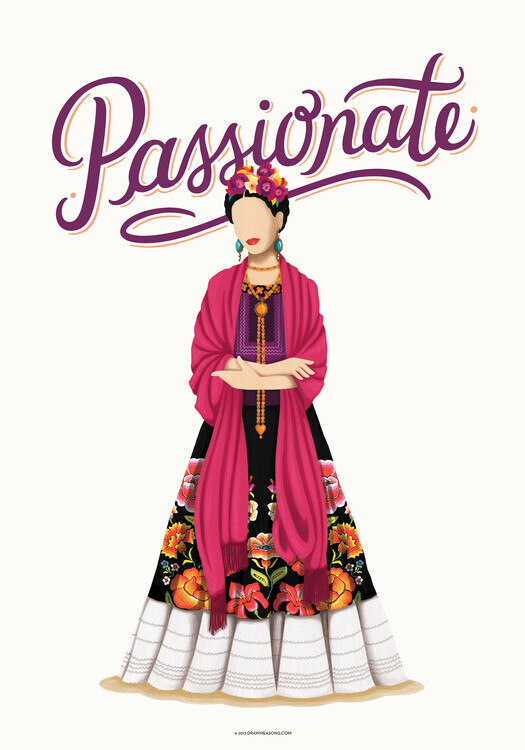 Nour Tohme Plakát, Obraz - Frida Passionate, Nour Tohme, 26.7 × 40 cm