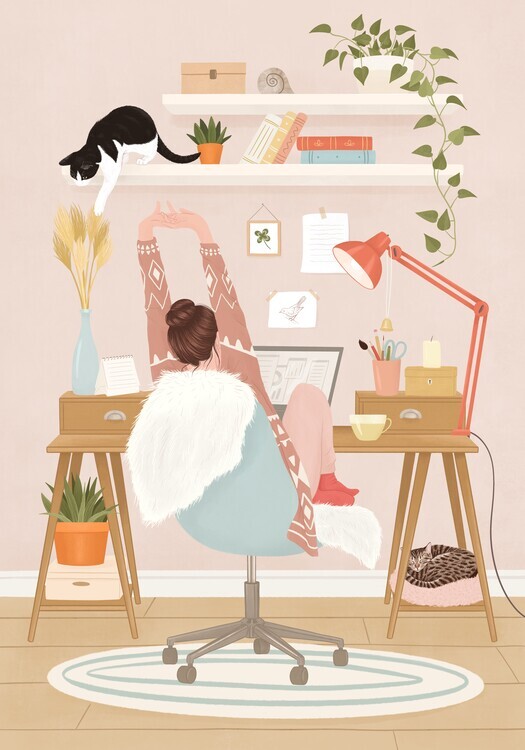 Petra Holikova Plakát, Obraz - Home office, Petra Holikova, 26.7 × 40 cm