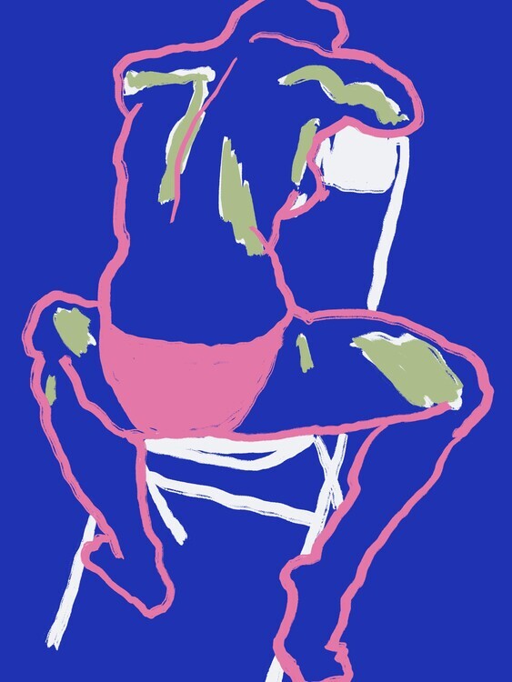 Little Dean Plakát, Obraz - Blue line art, Little Dean, 30 × 40 cm