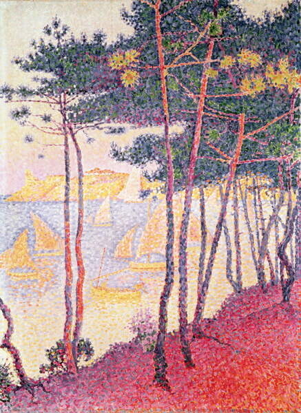 Signac, Paul Plakát, Obraz - Sailing boats and pine trees, 1896, Signac, Paul, 30 × 40 cm