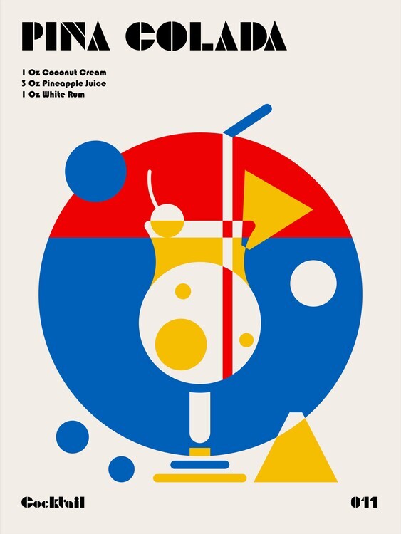 Retrodrome Plakát, Obraz - Pina Colada Bauhaus Cocktail, Retrodrome, 30 × 40 cm