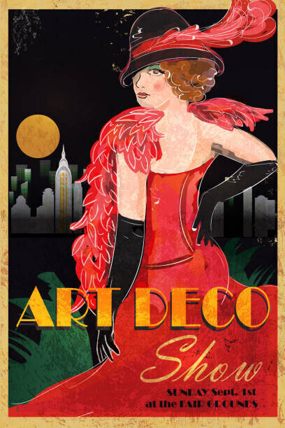 JDawnInk Plakát, Obraz - Art Deco style vintage advertisement poster, JDawnInk, 26.7 × 40 cm